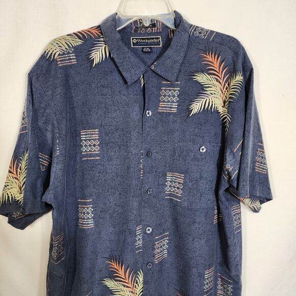 Weekender Casual Lifestyle Mens Shirt Large Finest Silk Hawaiian Button Pocket - Picture 3 of 11